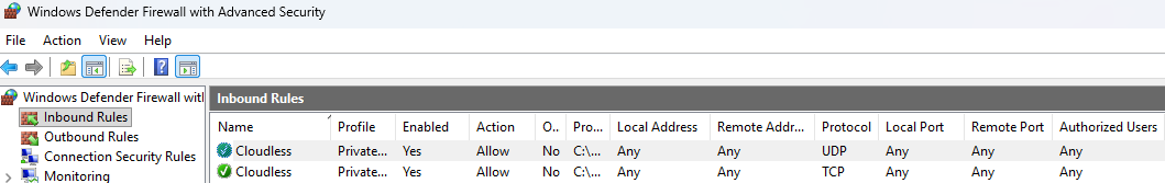 Advanced Firewall settings