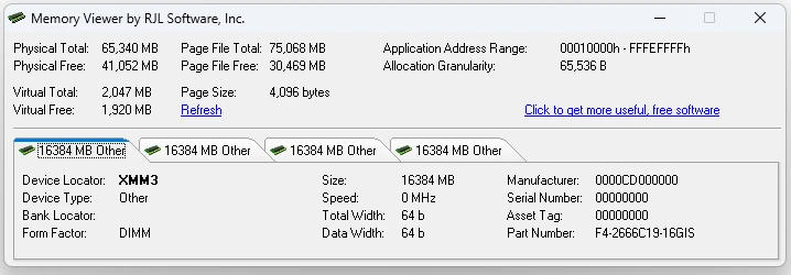 Memory Viewer 64GB Ram